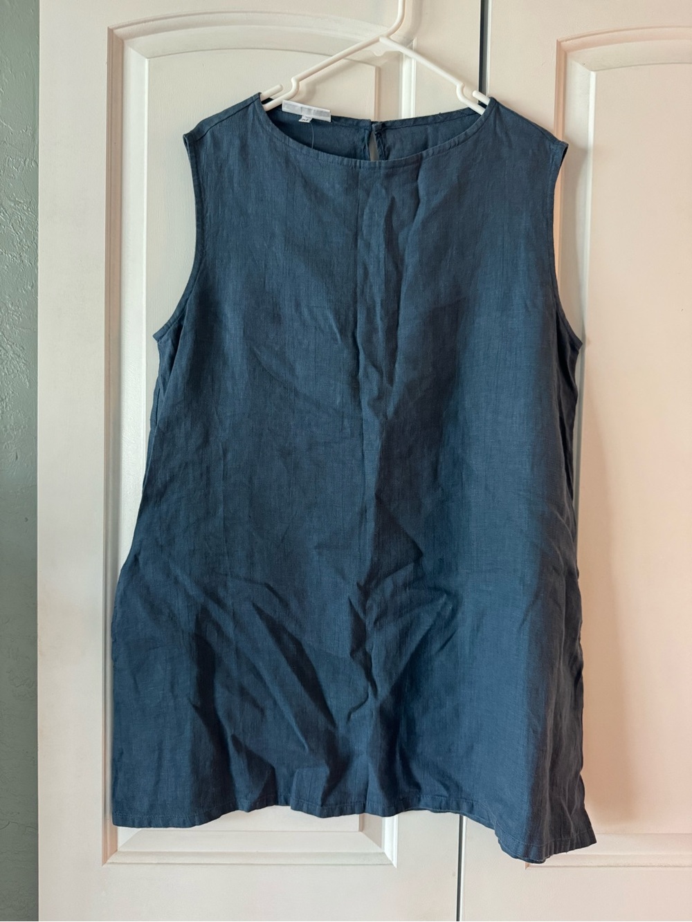 Bryn Walker Sleeveless Linen Shift Dress - Slate Blue